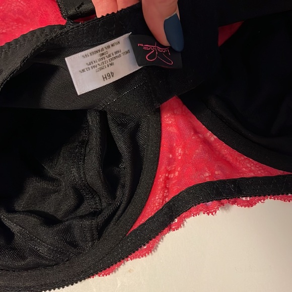 🆕 Love Love “Sabina” Black and Pink Underwire Bra - Size 46H / H46 - Picture 8 of 9
